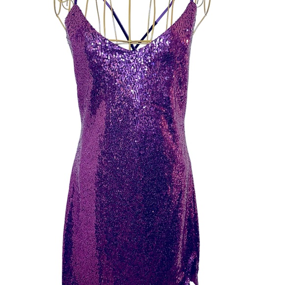 Betsey Johnson Plum Sequin Dress NWT Size 8 - Picture 4 of 17